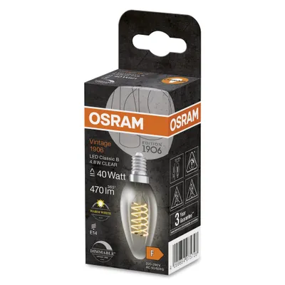 Immagine prodotto di OSRAM LED Filament LED CL B 40 D 4,8W/827 S FIL E14 351674 4099854075728