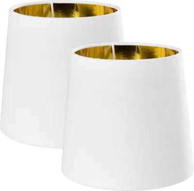 Produktbild von Navaris 2x Lampenschirm Tischlampe E14 rund - 15,2cm hoch - 13,7-17,2cm breit - Lampenschirme für Tischlampen Set - E 14 Leuchtenschirm Weiß-Gold