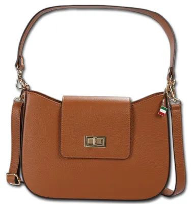 Imagen del producto de Bolso de hombro, color marrón cognac, para mujer, de cuero, modelo Florence, 8x28x20 cm, referencia D3OTF189C5