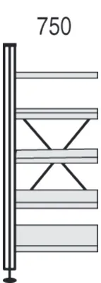 Produktbild von Bibliotheks-Regal libra Regalfeld BxTxH 75x30x193cm Holzböden Buchedekor