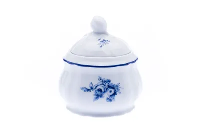 Zdjęcie produktu dla Thun 1794 Rose, cukiernica, porcelana, niebieska róża, 250 ml, Thun