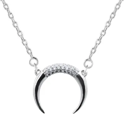 Image de Collier minimaliste en forme de croissant en argent AGS650 / 47
