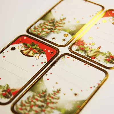 Produktbild von 16 weihnachtliche Klebeetiketten - Klassische Tannenbäume