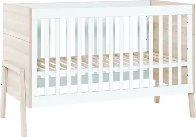 Produktbild von Babybett / Gitterbett Hildrid 02, Farbe: Akazie / Weiß - Liegefläche: 70 x 140 cm (B x L)