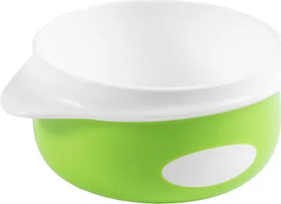 Produktbild von Poupy Tiefer Babynahrungsteller aus Kunststoff, BPA-frei, waschbar und wiederverwendbar, mit abgerundeter Form