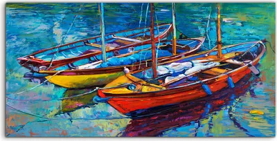 Produktbild von Coloray Spritzschutz aus Glas 100x50  Wandkunst Küchenrückwand Foto Wasserlandschaft See Meer Boote