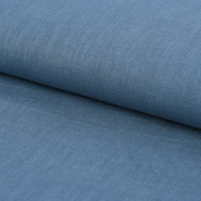Produktbild von Leinenstoff Meterware mit Baumwolle vorgewaschen einfarbig jeans blau 140cm jeansblau