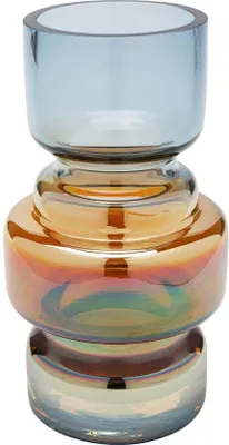 Image de Unyqoos® : Vase en verre bleu-orange, 18 cm – Vase de table coloré et polyvalent, idéal pour les fleurs et la décoration intérieure
