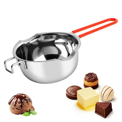 Produktbild von Schokoladen Fondue, Wasserbad Schmelzschale,600ml Schokoladen Schmelztiegel Edelstahl 304, für Kerzen Zucker Butter Käse Karamell Schokolade