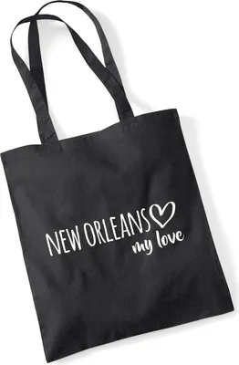 Produktbild von Huuraa Jutebeutel New Orleans my love 10 Liter Black Baumwolle Tasche Geschenkidee
