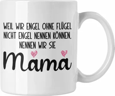 Produktbild von Trendation - Mutter Mama Tasse Geschenk von Tochter zum Geburtstag Weihnachten Kaffeetasse Lustig Geschenke Muttertag Muttertagsgeschenk Engel Ohne Flügel (Weiß)