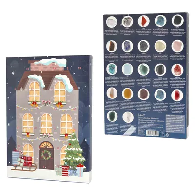 Produktbild von Edelstein Adventskalender Inkl. 22 Edelsteine 1 Schüsselanhänger 1 Armband Advent Weihnachts Kalender