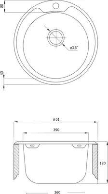 Produktbild von [Edelstahlspüle Ø 51 cm +Armatur] Hochwertig beidseitig Montierbar Küchenspüle Rund Einbauedelstahlspüle Edelstahl Spülbecken f. Unterschränke ab 45 cm inkl. Siphon-Set