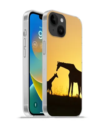 Produktbild von MuchoWow® Handyhülle Schutzhülle Hülle für Apple iPhone 14 - Softcase Giraffe - Scherenschnitt - Kalb Silikon Softcase Handy Hülle - Mobiltelefonhülle
