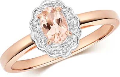 Image de Bague Solitaire Femme Or Rose 375/1000 et Diamant Brillant H - PK avec Morganite, 50 (15.9); TRS35617RSK
