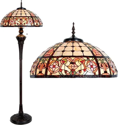 Produktbild von Clayre & Eef Tiffany Stehlampe Ø 57x166 cm Beige Rot Glas Rose