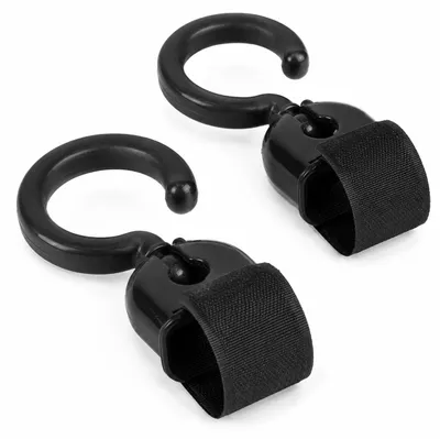 Produktbild von Kinderwagenhaken 2er Set, Taschenhalter Hook 360° drehbar, schwarz