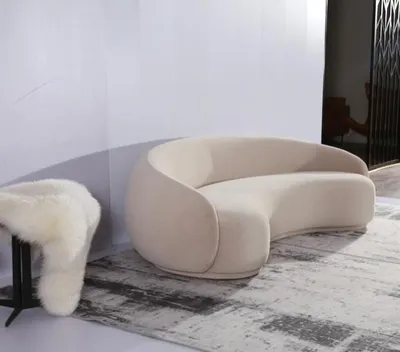 Produktbild von Design Couch Lounge Sofas Samt Sofa 3 Sitz Stoff Rund Club Möbel Eck Garnitur
