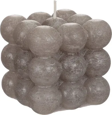 Produktbild von Bubble Kerze 8x8x8 cm, geruchlos, in vielen Farben wählbar | Wachs Kerze, Farbe:Grau