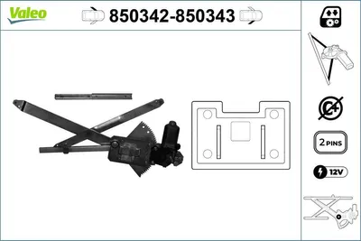 Produktbild von VALEO 850342 Elektrischer Fensterheber Vorne Links für RENAULT TWINGO I (C06) TWINGO I Kasten (S06)