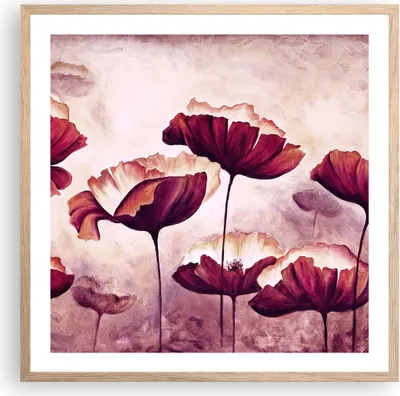 Produktbild von Gerahmtes Poster - Rahmen in heller Eiche - Mohn Blume Wiese - 60x60 cm - Wand Bild - Wanddeko - Wandbilder - Kunstposter - Wandposter - Bilderrahmen - Bilder - Kunstdruck - Wandbild - P2NAC60x60-3934