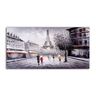 Produktbild von Coloray Canvas 120x60  Wandbild Leinwand Bilder Deko Paris Straße Menschen Eiffel Baum
