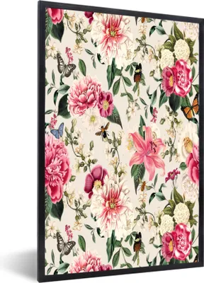 Produktbild von MuchoWow® MuchoWow® Gerahmtes Poster Blumen - Lilie - Insekten 60x90 cm - Poster mit zchwarzem Bilderrahmen - Kunst