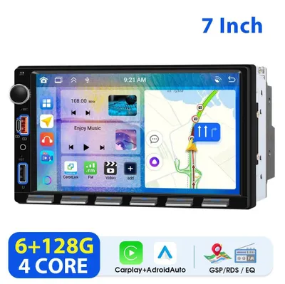 Obrázok produktu pre Autorádio s Androidom – 2-DIN GPS navigácia – 17,8 cm dotykový displej – 6 GB RAM + 128 GB ROM – rozlíšenie 1024×600 – Bluetooth, Wi-Fi – 4×45 W – rozdelená obrazovka – bez kamery