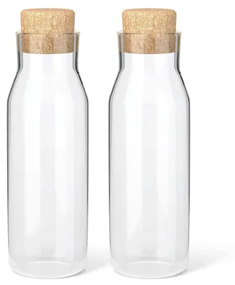2er-Set Glasflaschen 1 l – transparente Karaffen mit Korkdeckel