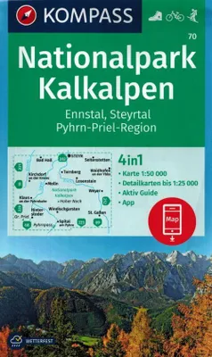 Immagine prodotto di Carta escursionistica KOMPASS 70 Parco nazionale Kalkalpen, Ennstal, Steyrtal, regione Pyhrn-Priel 1:50.000
