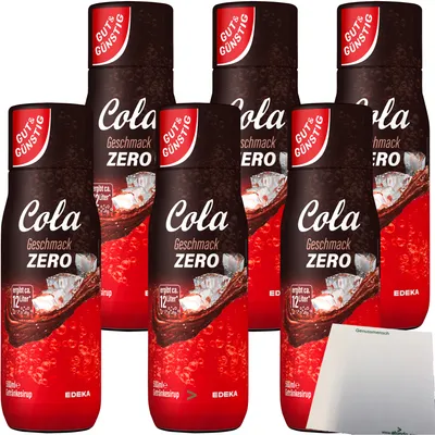 Produktbild von Gut & Günstig Cola Zero Getränkesirup 6er Pack (6x500ml Flasche) + usy Block
