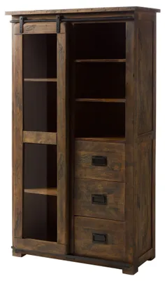 Produktbild von MASSIVMOEBEL24.DE Vitrine Mango 100x45x175 braun lackiert RAILWAY #426