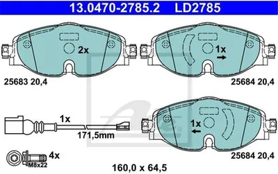 Produktbild von ATE 13.0470-2785.2 Bremsbeläge Satz Vorne für VW Golf VII Schrägheck (5G1, BQ1, BE1, BE2) Passat Variant (3G5, CB5) Golf VII Variant (BA5, BV5) T-Roc