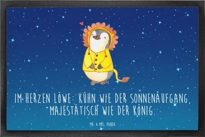Produktbild von Mr. & Mrs. Panda Fußabtreter Löwe Astrologie 60 x 90 cm - Sternenhimmel Blau - Geschenk, fußmatte, Fußabstreifer, Bodenvorleger, Gummimatte, Schmutzfangmatte, Fussmatte