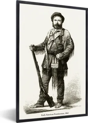 Produktbild von MuchoWow® Gerahmtes Poster Eine Illustration eines Jägers mit Jagdkostüm 60x90 cm - Poster mit Schwarzem Bilderrahmen Wandposter Rahmen Foto Bilder - Kunst