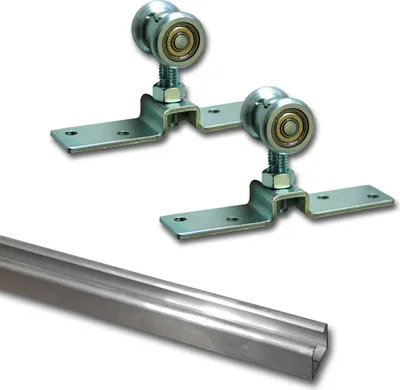 Produktbild von Schiebetür Beschlagset mit Laufwagen/Laufkatze | Wartungsfreie Geräuscharme Laufrollen | 2 Auflaufstopper mit Festhaltefunktion | Laufschiene 300 cm Aluminium | Für 1 Tür bis max. 100 kg