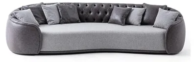 Produktbild von Viersitzer Chesterfield Sofa 4 Sitzer Grau Stoffsofa Stoff Polstersofa
