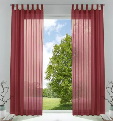 Produktbild von 2er-Pack Gardinen Transparent Vorhang Set Wohnzimmer Voile Schlaufenschal mit Bleibandabschluß HxB  225x140 cm Bordeaux 61000CN
