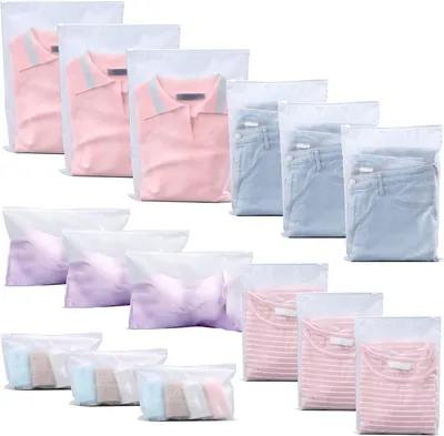 Imagen del producto de Bolsas de almacenamiento con cierre, juego de 15 unidades, de diferentes tamaños, para ropa