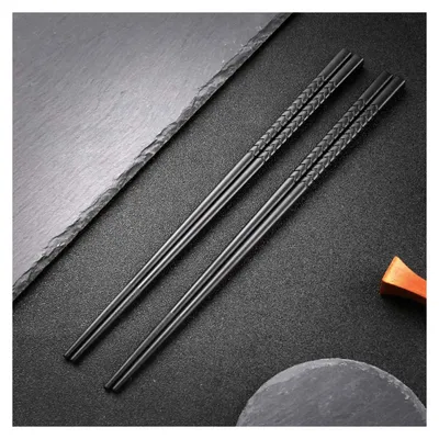 Produktbild von Japanische Essstäbchen 5 Paar Schwarz Wiederverwendbare Essstäbchen Spülmaschinenfest Set
