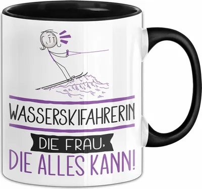 Produktbild von Wasserskifahrerin Geschenk Tasse Becher Die Frau Die Allen Kann Geschenkidee für eine Wasserskifahrerin Lustig (Schwarz)