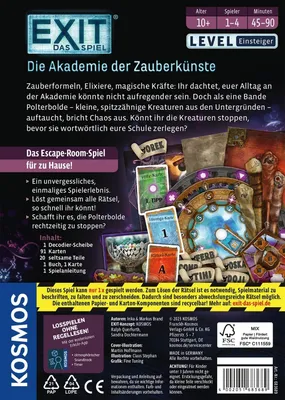 Obrázok produktu pre Kosmos EXIT – Hra: Akadémia čarodejníckych umení, spoločenská hra – Kosmos 683689 – (Hračky / Spoločenské hry)