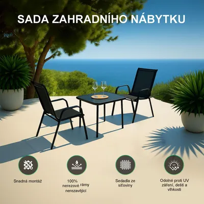 Obrázek produktu pro Sada zahradního nábytku Black Forest classic z textilenu, dvě židle + stůl, černá barva