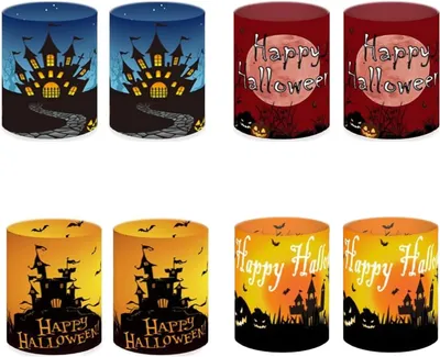 Obrázok produktu pre 8 krytov na tekvice na Halloween, 27 x 10 cm, kryty s motívmi tekvice, netopiera, čarodejnice a hrobu, dekorácie na Halloween párty