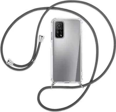 Produktbild von Handykette Backcover-Schutzhülle mit Band (Metall silberfarben) für Xiaomi Mi 10T (Pro) 5G - dunkelgrau