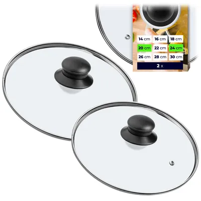 Produktbild von KADAX Glasdeckel Set "Pecoraro", Deckel mit Griff, mit Dampfloch, Topf- und Pfannendeckel, 24 cm + 20 cm