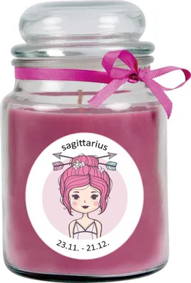 Imagen del producto de Vela perfumada en vaso - Signo zodiacal (Lavanda) - 500 gramos - 110 horas - Sagitario