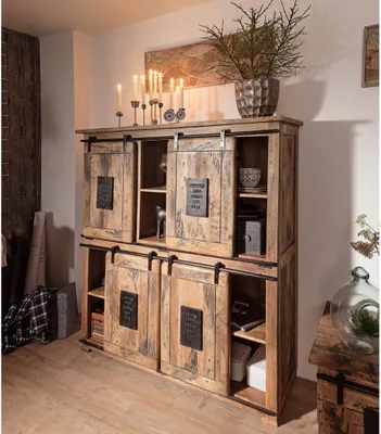 Produktbild von MASSIVMOEBEL24 Highboard Mango 150x45x160 natur lackiert RAILWAY #125