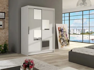 Obrázok produktu pre Zrkadlová šatníková skriňa 120 cm GASPARA 3 - biela