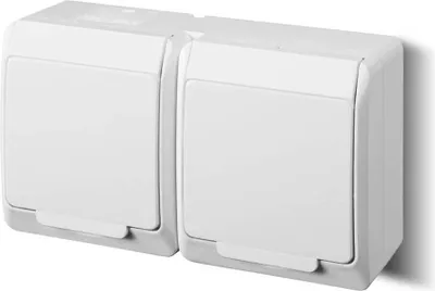 Produktbild von Aufputzsteckdose weiss 2-fach Feuchtraum IP44 16A 250V Aufputz-Montage Doppelsteckdose